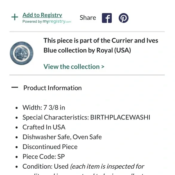 Currier & Ives Blue Collection by Royal Salad Plate - Picture 6 of 7